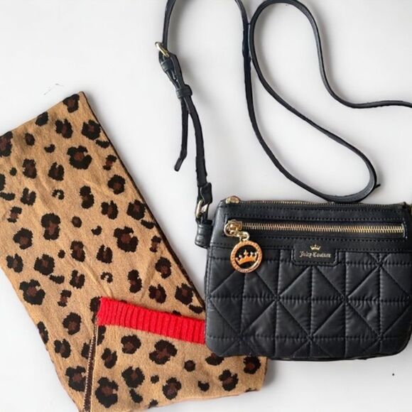 Juicy Couture l 2-piece Lot l Animal Print Scarf/Wrap l Black Cross-body Purse - Picture 13 of 16